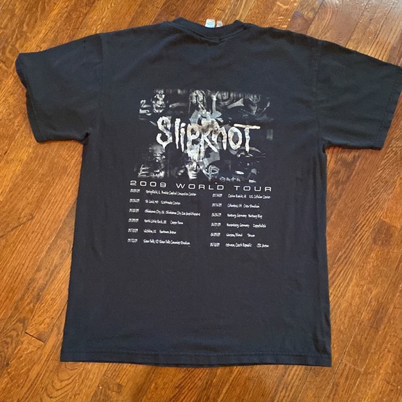 VTG 2009 SLIPKNOT DOUBLE SIDED T SHIRT MEDIUM METAL CONCERT BAND BLACK TEE WORLD - Picture 5 of 6